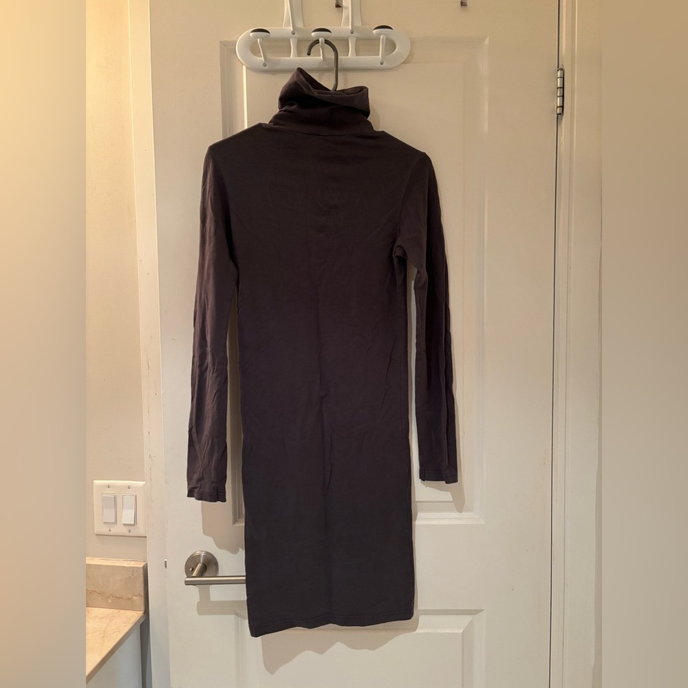 Dark grey turtleneck sweater dress